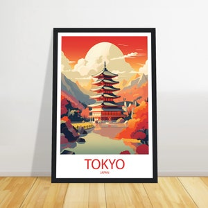 Tokyo travel print, Japan Travel poster, travel print, Birthday gift, Wall art, Wedding gift + FRAME