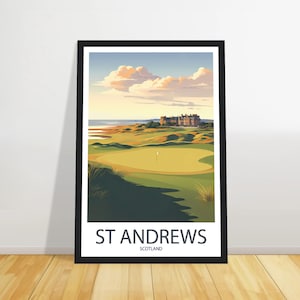 St Andrews travel print, Scotland Travel poster, Traditional travel print, Birthday gift, Wall art, Wedding gift