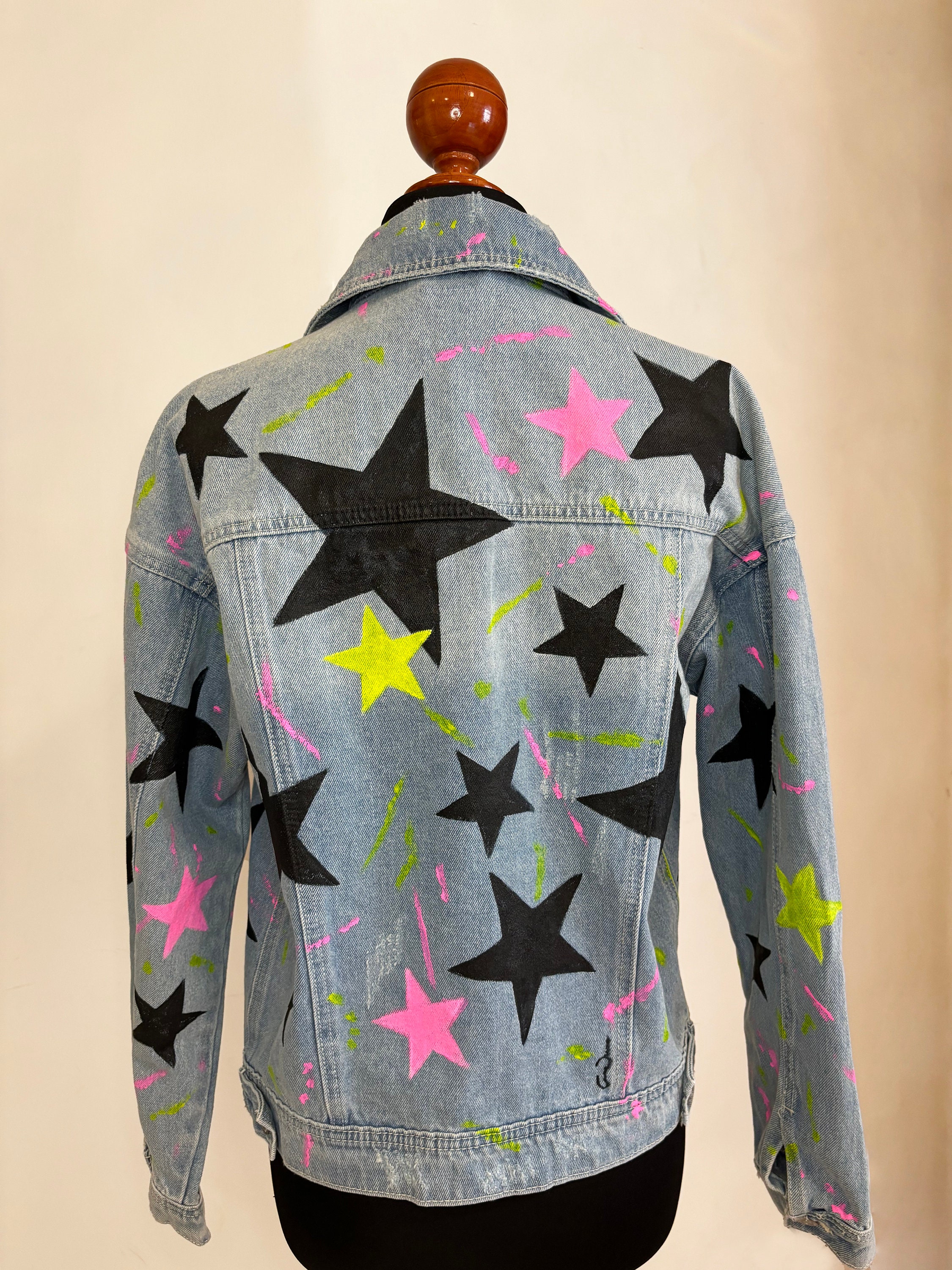 Neon denim jacket womens best sale