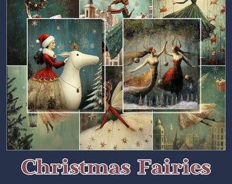 Christmas Fairy Junk Journal Kit | Printable Ephemera, Cards (Digital Download)