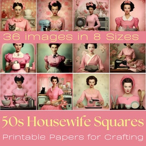 50s HOUSEWIFE SQUARE |  New and Improved Set, Junk Journaling Supplies, Square,  Digital Paper, Printable Journaling Card, Card making, ATC