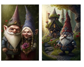 Gnomes Journaling Kit | Printable Papers, Cards (Digital Download)