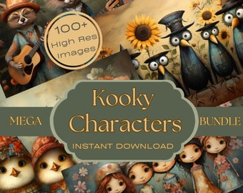 Kooky Cartoon Character Prints, Mega Bundle, Card Making, Wall Art (Digital Download)
