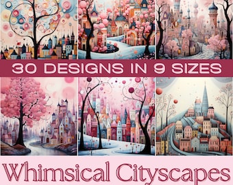 Whimsical Cityscapes Digital Paper | Junk Journal Kit (Printables)