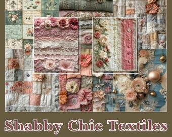 Shabby Chic Floral Textiles | Junk Journal Ephemera (Digital Download)