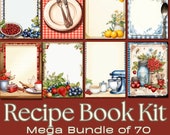 Recipe Book Junk Journal Paper, Shabby Chic Printable (Digital Download)