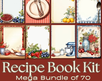 Libro de recetas en papel de diario basura, imprimible en estilo shabby chic (descarga digital)
