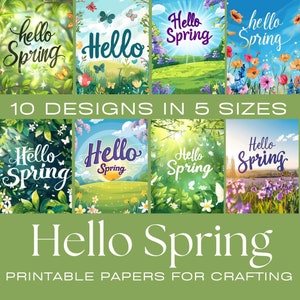 HALLO FRÜHLING | Junk Journal Karten, Printable Journaling Karten, Kartenherstellung, Frühling Ephemera, Frühlings Poster, Frühlingsbanner