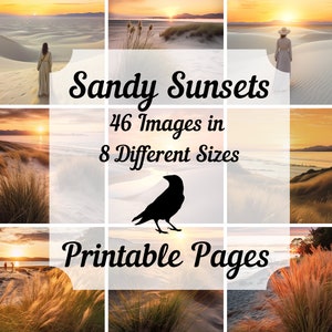 SANDY SUNSETS / Kit de diario basura, tarjetas ATC, papel digital, tarjetas de diario imprimibles, descarga digital, creación de tarjetas, efímera de playa