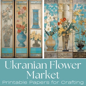 UKRAINE FLOWER MARKET | Junk Journal Supplies, Crafting Papers, Ephemera, Scrapbooking Supplies, Ephemera Pack, Card Making, Wall Art, Craft