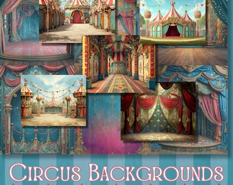 Victorian Circus Backgrounds | Junk Journal Supplies, Collage Supplies, Card Making (Digital Download)