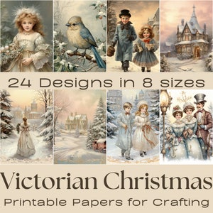 VICTORIAN WEIHNACHTSQUADRAT | Crafting Papers, Digitales Papier, Printable Junk Journal, Digital Download, Kartenherstellung, Ephemera, Viktorianisch