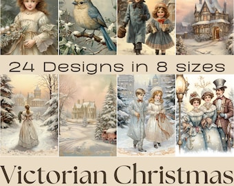 VICTORIAN CHRISTMAS SQUARES | Crafting Papers,  Digital Paper, Printable Junk Journal, Digital Download, Card Making, Ephemera, Victorian