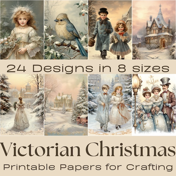 CARRÉS DE NOËL VICTORIENS | Papiers d’artisanat, Papier numérique, Printable Junk Journal, Téléchargement numérique, Fabrication de cartes, Éphémères, Victorien