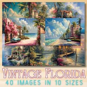 VINTAGE FLORIDA | Florida Print, Journaling Kit, ATC Karten, Digitales Washi Tape, Printable Journaling Karten, Kartenherstellung, Strand Ephemera