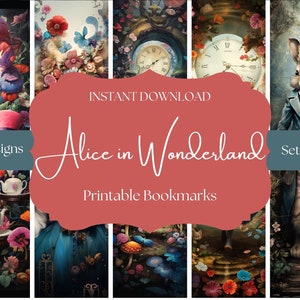 SEGNALIBRI Alice nel Paese delle Meraviglie / Segnalibri stampabili, Forniture per insegnanti, Bomboniere, Creazione di cartoline, Documenti creativi, Bomboniere stampabili