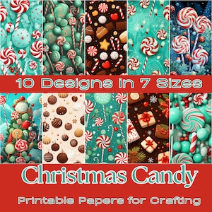CHRISTMAS CANDY |  Crafting Papers,  Printable Junk Journal, Digital Download, Card Making, Ephemera,  Journaling papers, Crafts