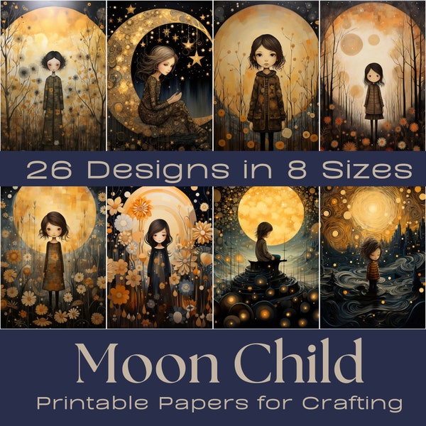 MOON-CHILD | Junk Journal Supplies, Junk Journal Ephemera, Scrapbooking Supplies, Ephemera Pack, Card Making, Paper Crafts, Moon Printable
