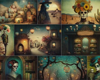 Day of the Dead MEGA BUNDLE Download | High Resolution |  Skull Wall Art Printable, Halloween Printable, Day Dead Poster Print, Sugar Skull
