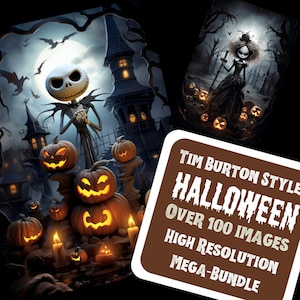 HAllOWEEN MEGA BUNDLE | Tim Burton Style, High Resolution, Halloween Wall Art, Halloween Printable, Halloween Poster Print, Commercial Use
