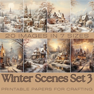 WINTER SCENES Set 3 | Journaling papers, Printable Journaling Cards, Digital Download, Card Making, Ephemera, Crafts, ATC Cards, crafting