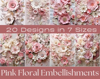 Pink Floral 3D Embellishments | Printable Journaling Papers (Digital Download)