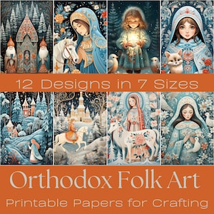 ARTE FOLK ORTODOSSA / Cartoline di Natale stampabili, documenti, diari spazzatura stampabili, effimeri natalizi, russo ortodosso, greco ortodosso
