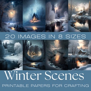 WINTER SCENES, Journaling papers, Printable Journaling Cards, Digital Download, Card Making, Ephemera, Crafts, ATC Cards, crafting, crafts