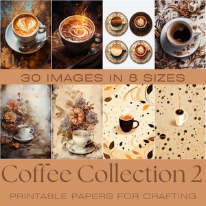 COLECCIÓN DE CAFÉ SET 2 / Papeles de diario, Papel digital, Diario basura imprimible, Descarga digital, Fabricación de tarjetas, Efímera, papel de elaboración