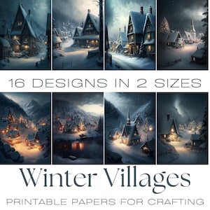 VILLAGES D'HIVER | Papiers de journalisation, papier numérique, cartes de journalisation imprimables, téléchargement numérique, fabrication de cartes, éphémères, travaux manuels, cartes ATC,