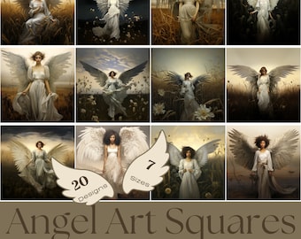 Angel Art Squares | Junk Journal Kit, ATC Cards (Digital Download)