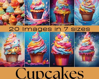Cupcake Art Prints | Junk Journal Ephemera (Digital Download)