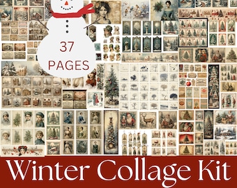 MEGAPACK Winter and Christmas Collage/Cluster Digital Kit | Christmas Ephemera, Winter Ephemera, Winter Collage Tear Digital, xmas digikit