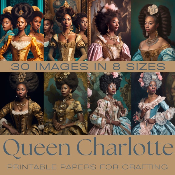 QUEEN CHARLOTTE |  Journaling Papers, Black Vintage Women,    Junk Journal kit, Digital Download, Card Making, Vintage Ephemera, Crafting