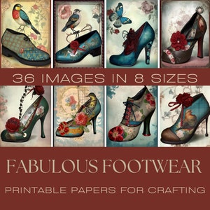 FANTASTISCH SCHOENEN | Ambachtelijke papieren, Junk Journal-benodigdheden, Scrapbookingbenodigdheden, Ephemera Pack, Kaarten maken, Kunst aan de muur, Afdrukbare schoen, Knutselen