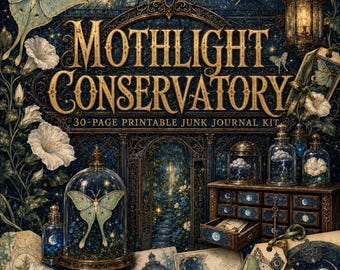 Mothlight Conservatory Junk Journal Kit, Victorian Botanical Ephemera (30 Pages)
