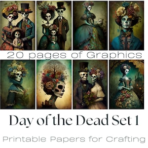 JOUR DES MORTS | Papiers de journalisation, kit de bricolage, cartes de journalisation imprimables, téléchargement numérique, fabrication de cartes, impressions d'Halloween, cartes ATC, travaux manuels