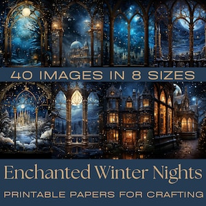NUIT D'HIVER ENCHANTÉE | Téléchargement instantané, créations en papier, cartes de journalisation imprimables, téléchargement numérique, fabrication de cartes, éphémères, créations en papier
