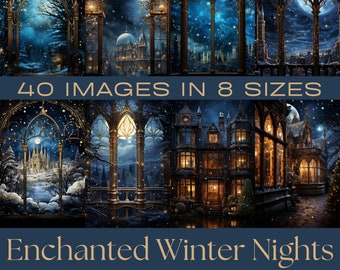 Enchanted Winter Night Ephemera | Printable Journaling Cards (Digital Download)