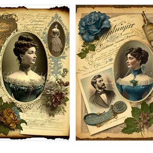 VICTORIAN EPHEMERA, Papiers de journalisation, Cartes ATC, Papier numérique, Cartes de journalisation imprimables, Téléchargement instantané, Fabrication de cartes, artisanat