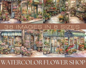 Watercolor Flower Shops Ephemera | Junk Journal Kit (Digital Download)