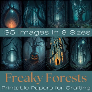 FREAKY FORESTS | Kit de diário de lixo, cartões ATC, papel digital, cartões de diário para impressão, download digital, criação de cartões, itens efêmeros da floresta
