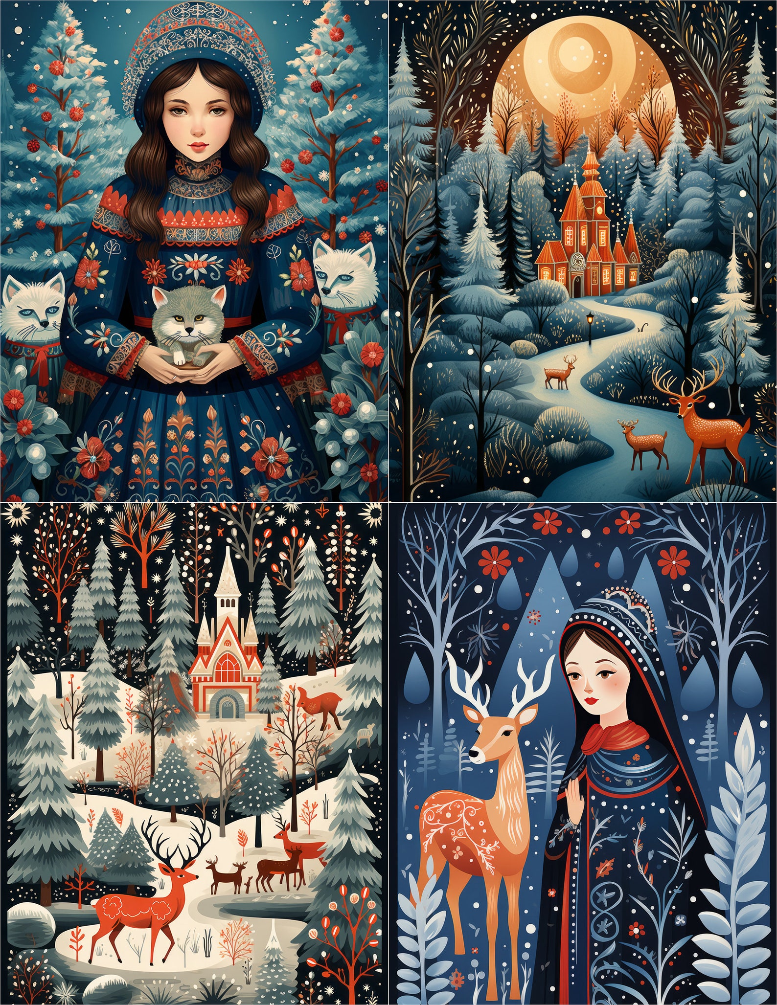 Finnish Winter Folk Art | Printable Ephemera Papers (digital Download ...