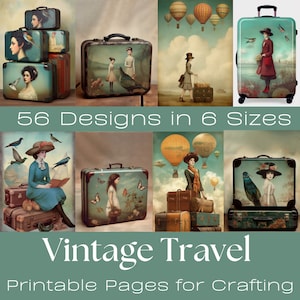 TEMA DE VIAGEM VINTAGE | Suprimentos para diário de lixo, itens efêmeros para diário de lixo, suprimentos para scrapbooking, pacote de itens efêmeros, criação de cartões, arte de parede, surreal