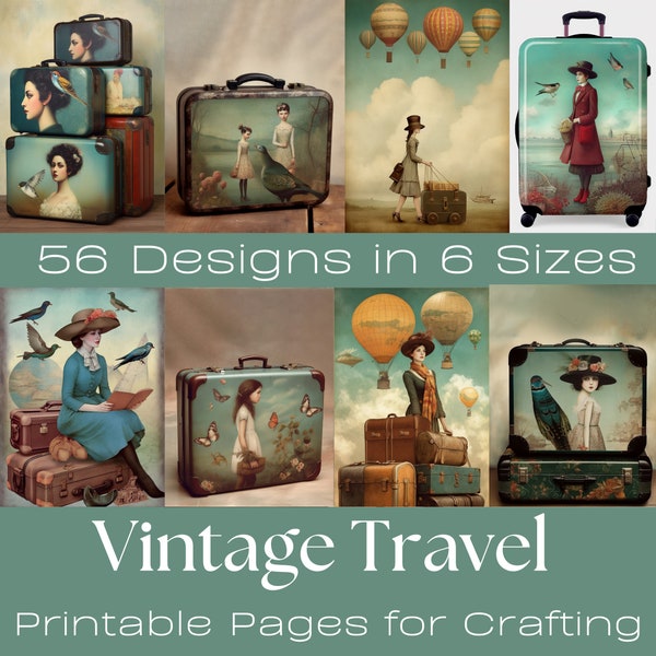 VINTAGE TRAVEL THEMED | Junk Journal Supplies, Junk Journal Ephemera, Scrapbooking Supplies, Ephemera Pack, Card Making, Wall Art, Surreal