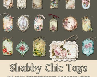 Shabby Chic Floral Tags | Junk Journal Ephemera (Digital Download)