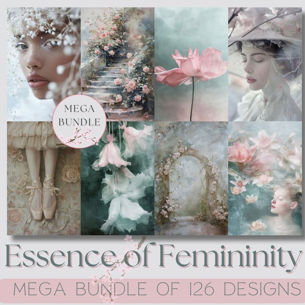 ESSENCE of FEMININITY 126 Printable Designs in Full-Size High Resolution, Soft Neutral Printable Art, Feminine Art for many creative uses CU