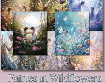 Fairies in Wildflowers Junk Journal Kit | Printable Ephemera (Digital Download)