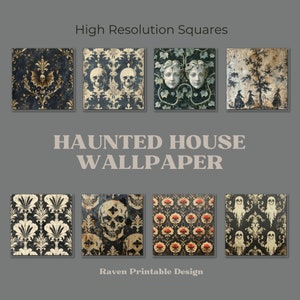 Spukhaus Wallpaper |  Gothic Muster, druckbares Junk Journal, digitaler Download, Kartenherstellung, POD Designs, kommerzielle Nutzung