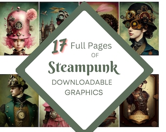 Steampunk Journaling Kit, Printable Ephemera, ATC Cards (Digital Download)